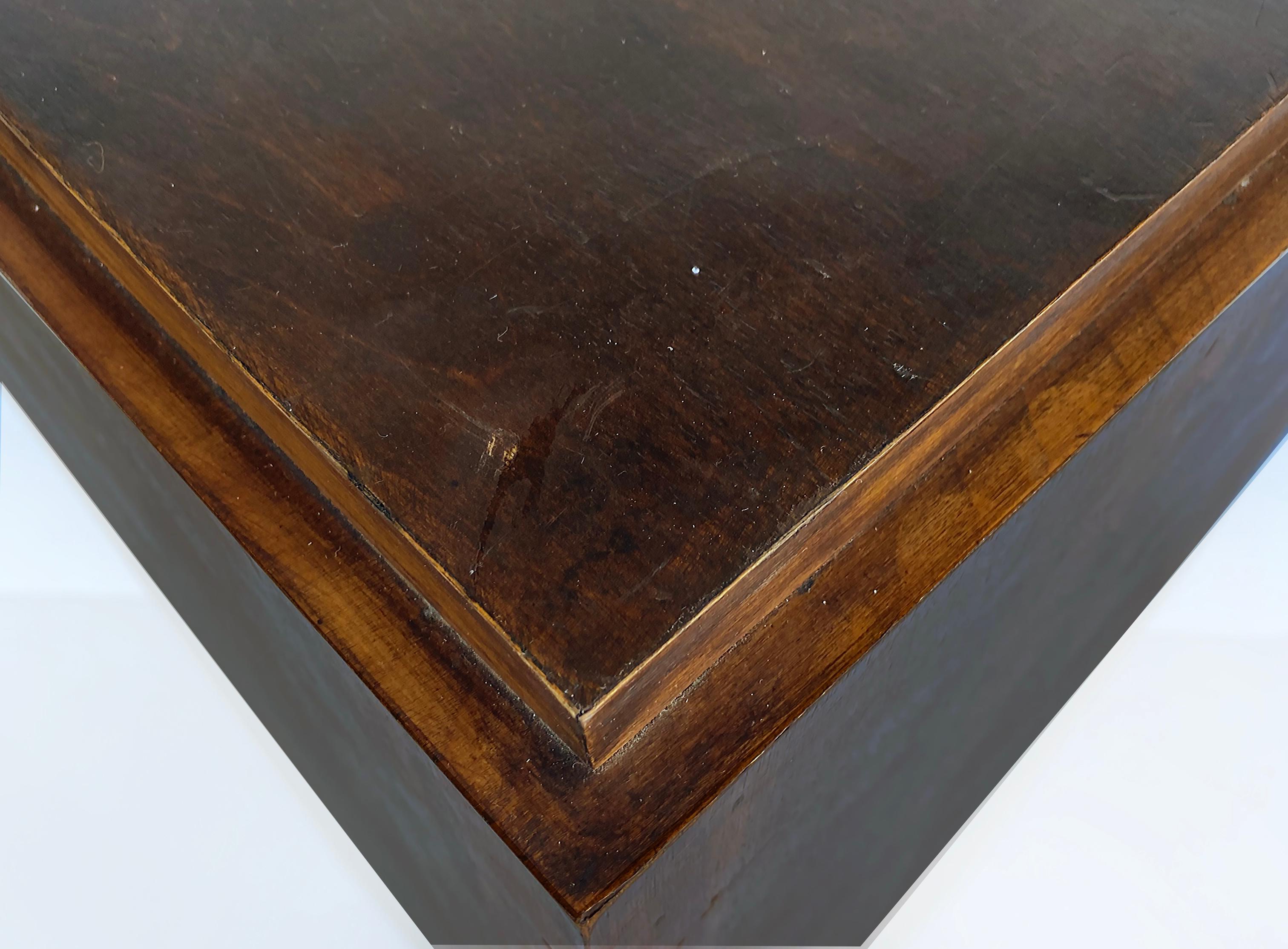 Vintage Square Wood Column Pedestal with Recessed Black Base 1