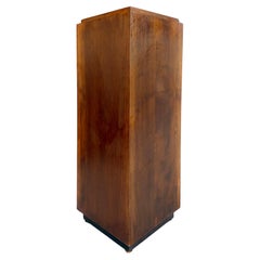 Vintage Square Wood Column Pedestal with Recessed Black Base