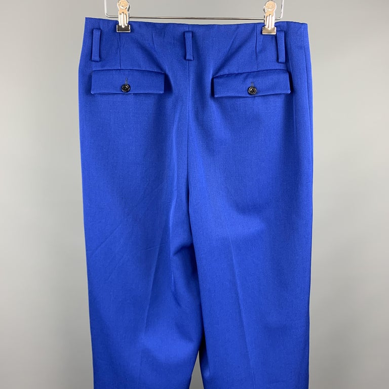 Vintage SQWEAR Size 30 Royal Blue Wool Pleated Dress Pants For Sale at ...