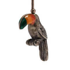 Vintage SS Gem-Set Parrot Dangle Earrings