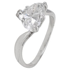 Vintage SSEF 3.00 carat heart shape diamond 18k white gold ring