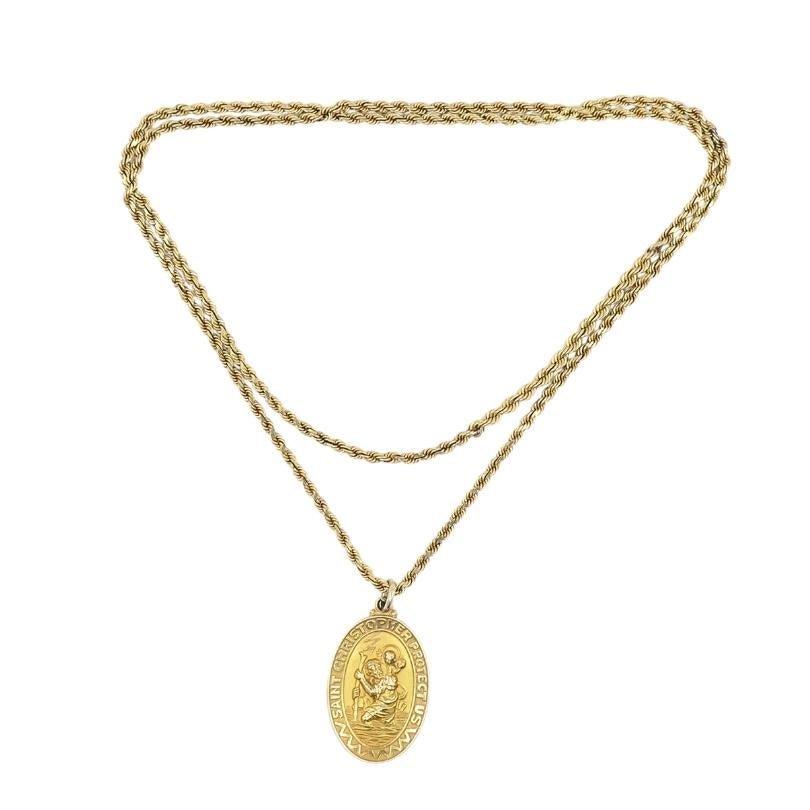 Vintage St. Christopherus-Halskette 14k Gold im Zustand „Gut“ im Angebot in Beverly Hills, CA