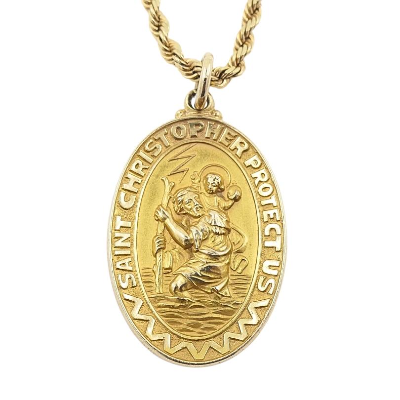 Vintage St. Christopherus-Halskette 14k Gold im Angebot 1