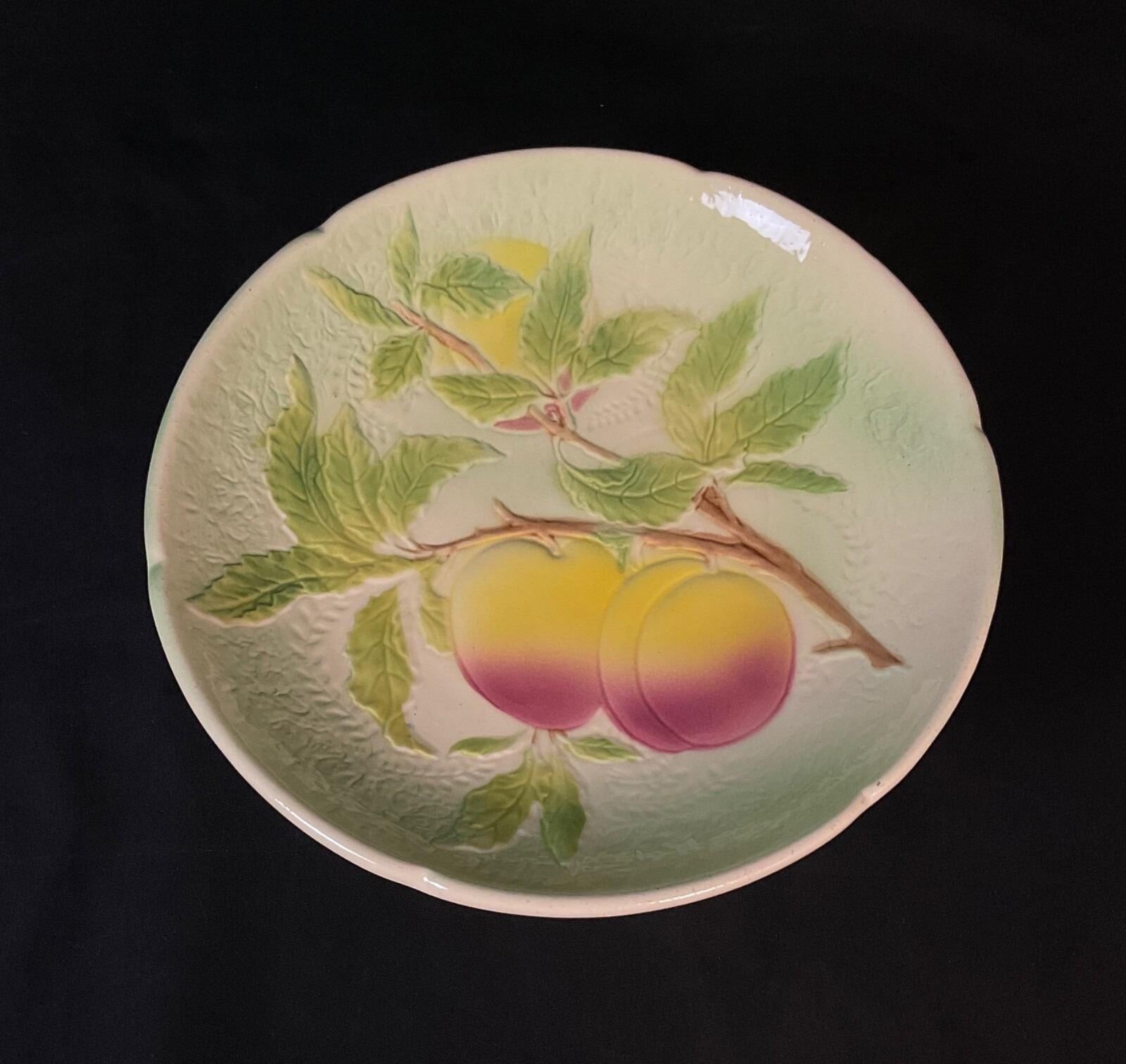Vintage St Clément Barbotine Kompottschale mit Obst Dekor - 2Y590 im Angebot 4