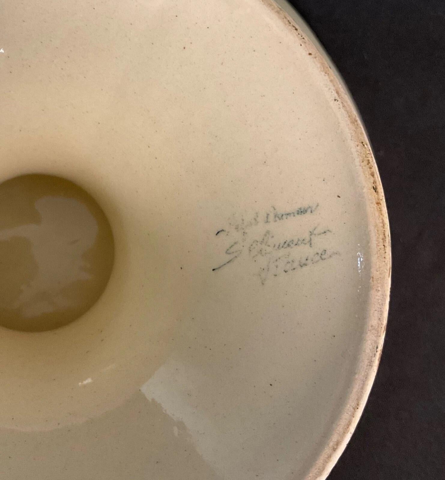 Vintage St Clément Barbotine Kompottschale mit Obst Dekor - 2Y590 (Französisch) im Angebot