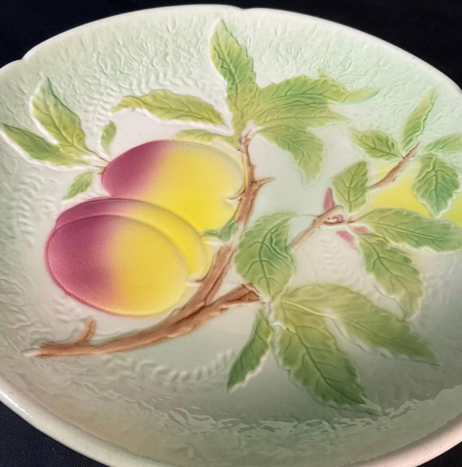 Vintage St Clément Barbotine Kompottschale mit Obst Dekor - 2Y590 (Tonware) im Angebot