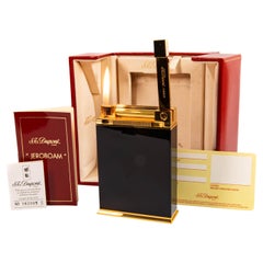 Jahrgang S.T. Dupont Jeroboam Feuerzeug Schwarzer Lack in Box 1990s