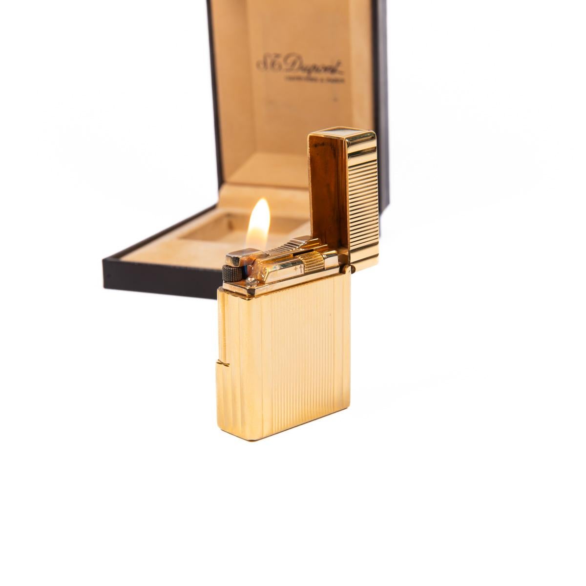 Vintage S.T. DUPONT Small Ligne 1 BR Lighter Gold Plated 1980s in Box 3