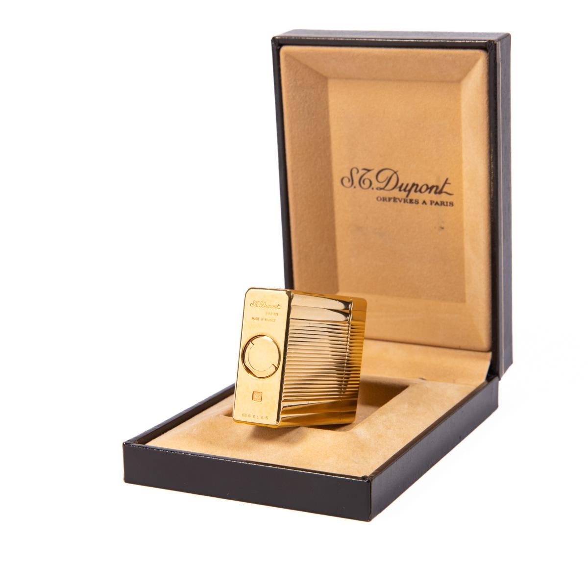 Vintage S.T. DUPONT Small Ligne 1 BR Lighter Gold Plated 1980s in Box 4