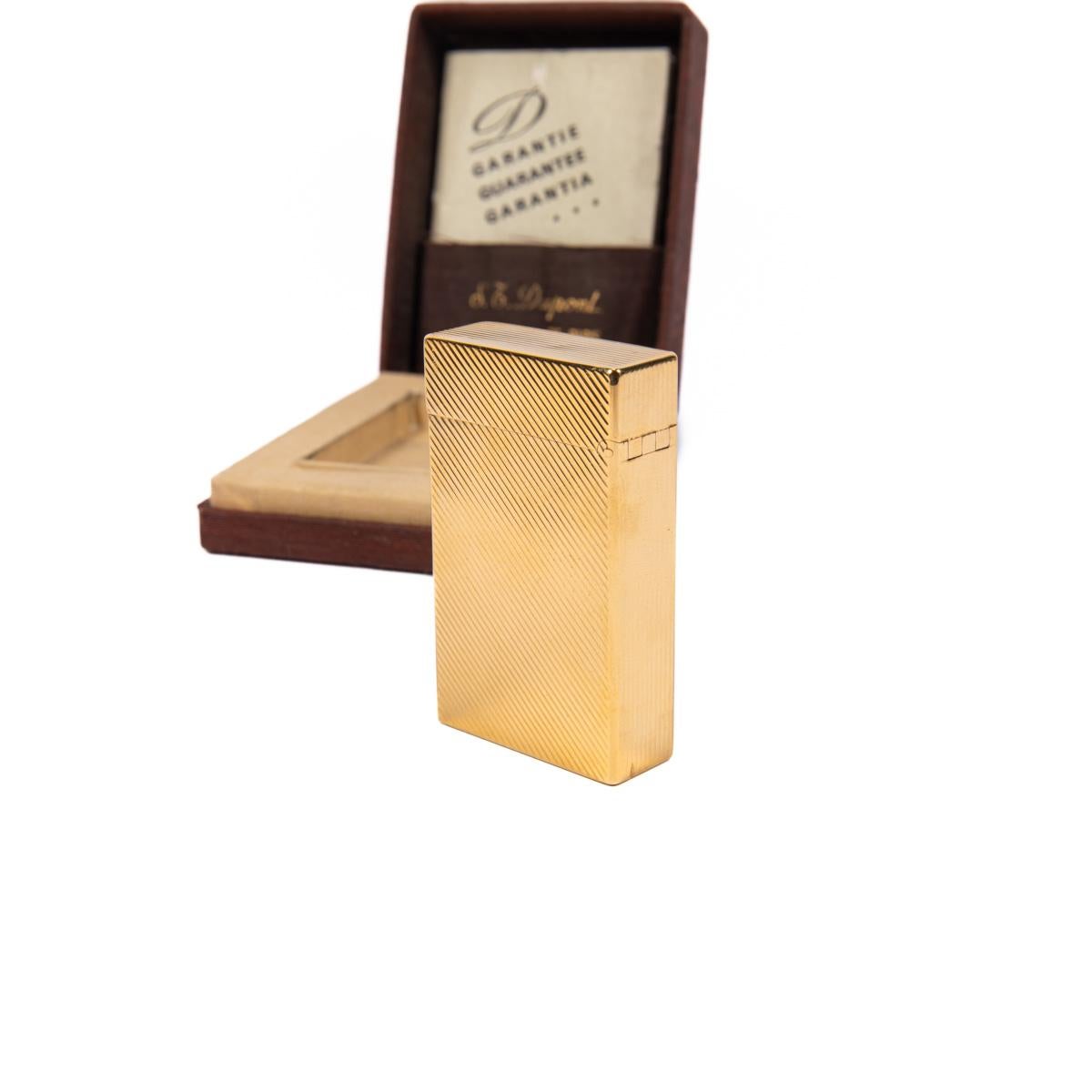 Vintage S.T. DUPONT Ligne 1 BR Lighter Gold Plated 1980s in Box In Good Condition In DELFT, NL