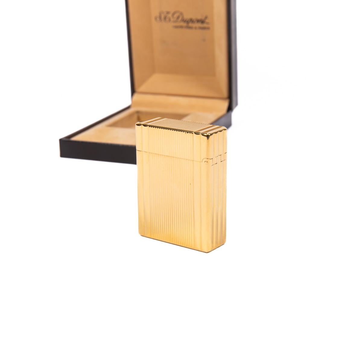 Women's or Men's Vintage S.T. DUPONT Small Ligne 1 BR Lighter Gold Plated 1980s in Box