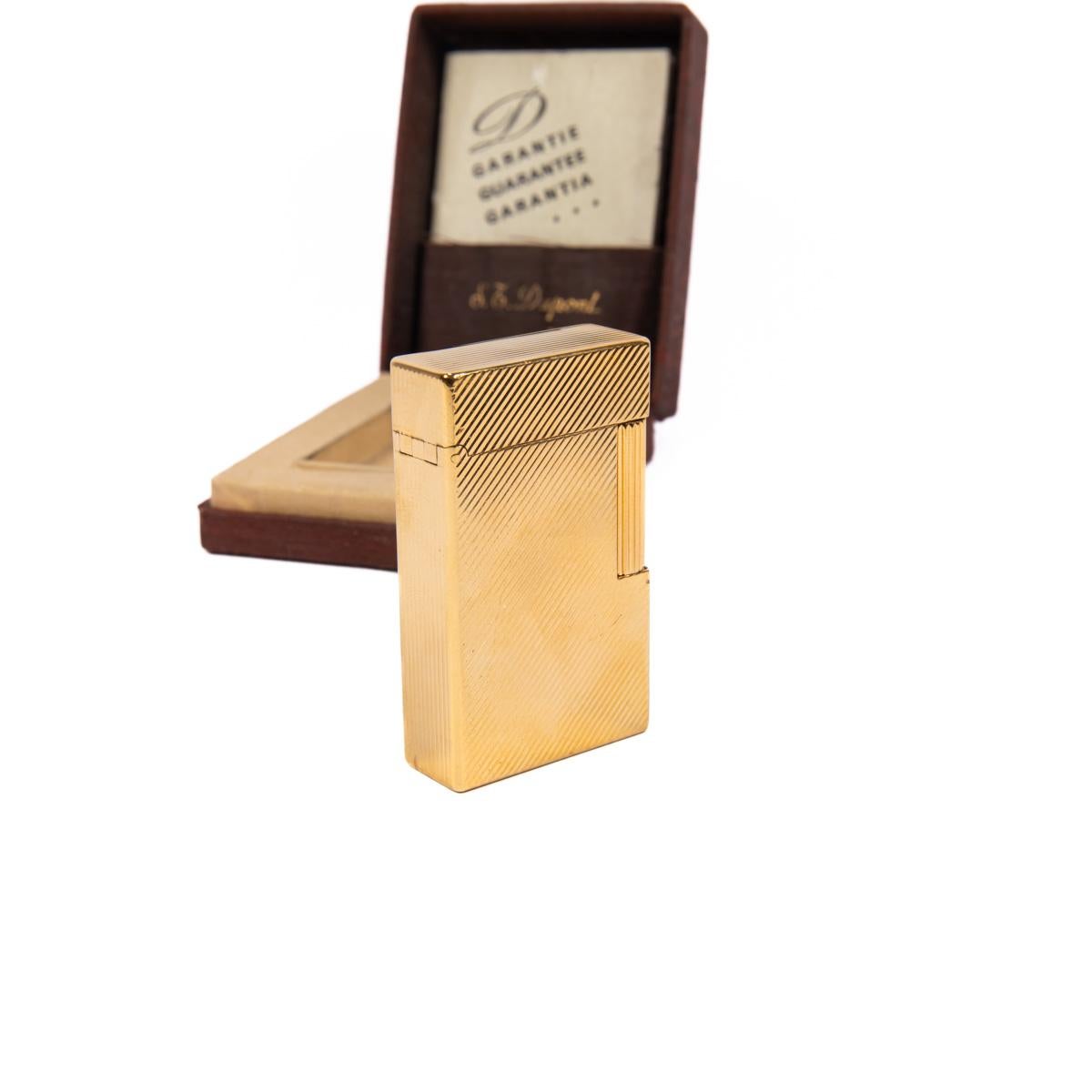 Women's or Men's Vintage S.T. DUPONT Ligne 1 BR Lighter Gold Plated 1980s in Box