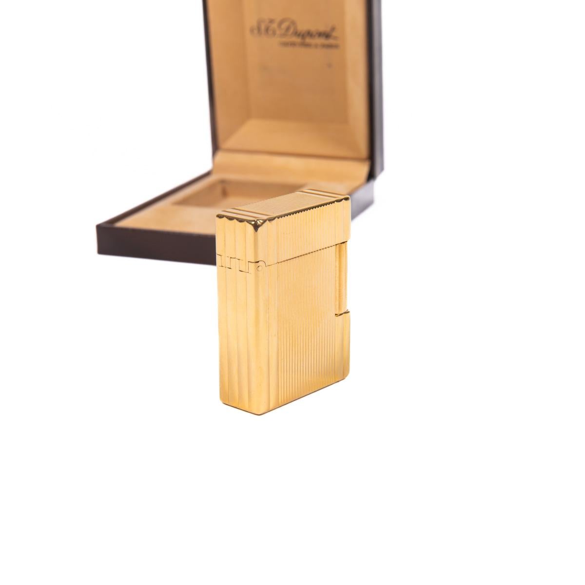 Vintage S.T. DUPONT Small Ligne 1 BR Lighter Gold Plated 1980s in Box 1