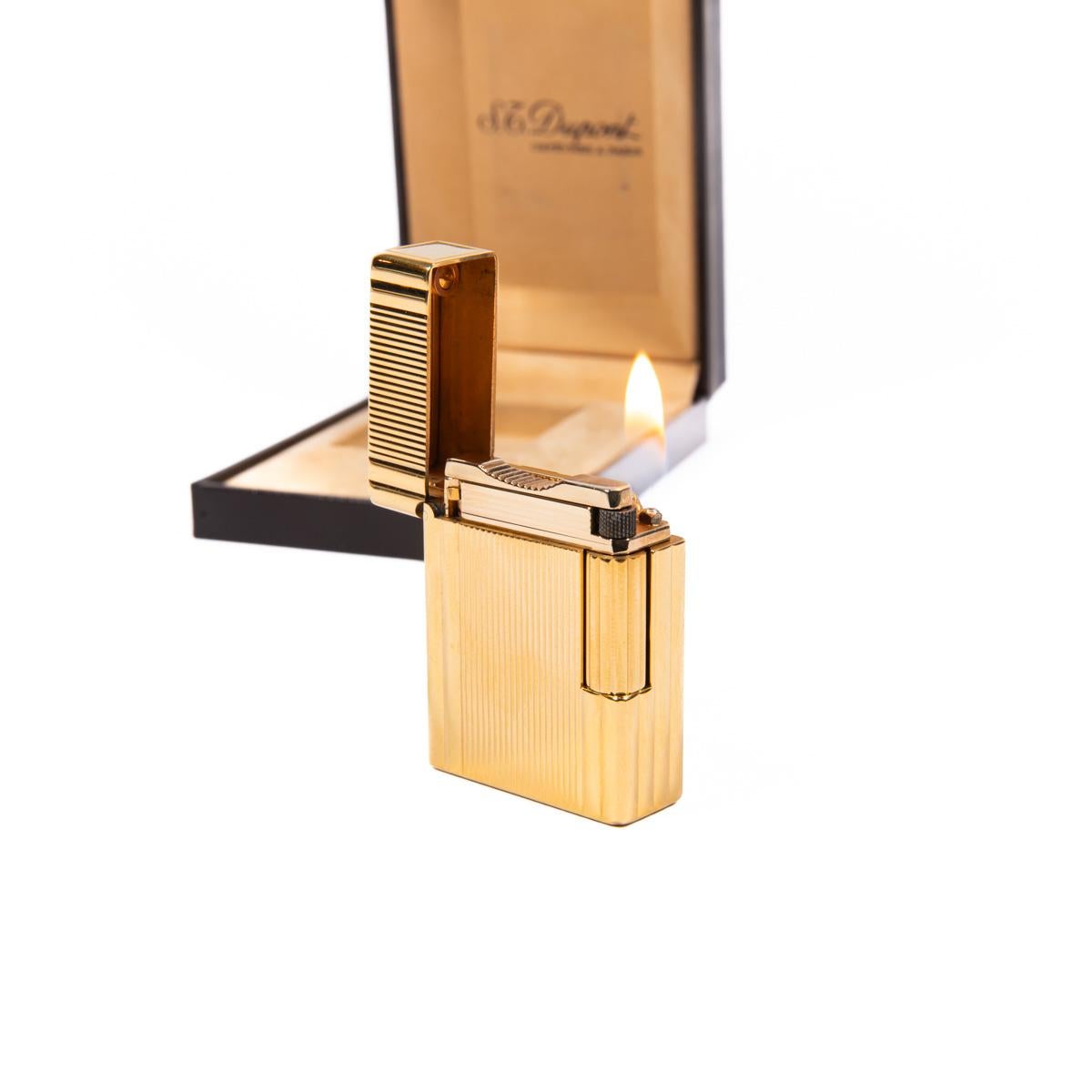 Vintage S.T. DUPONT Small Ligne 1 BR Lighter Gold Plated 1980s in Box 2