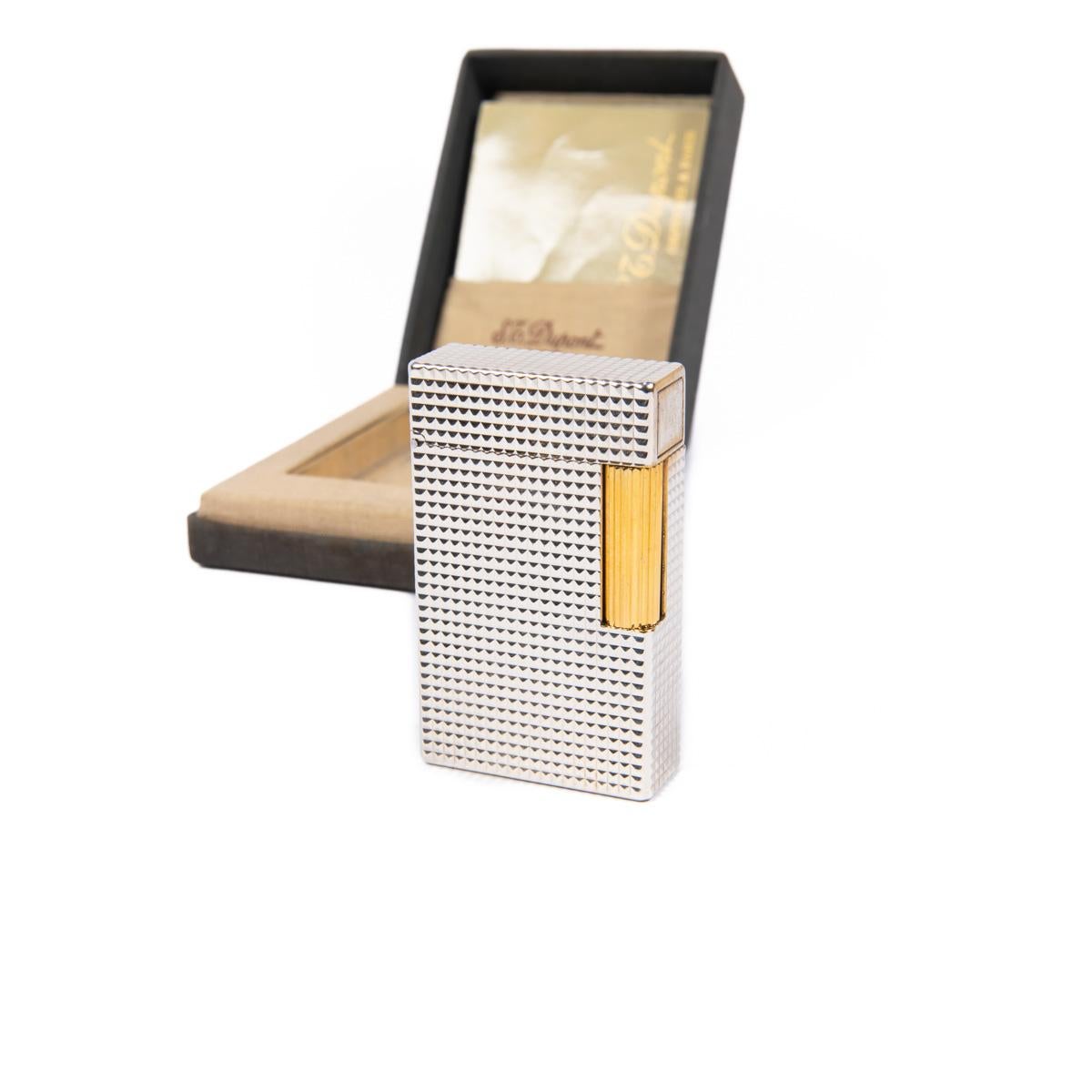 Vintage S.T. DUPONT Ligne 1 BR Lighter Two-Tone 1980s in Box In Good Condition In DELFT, NL