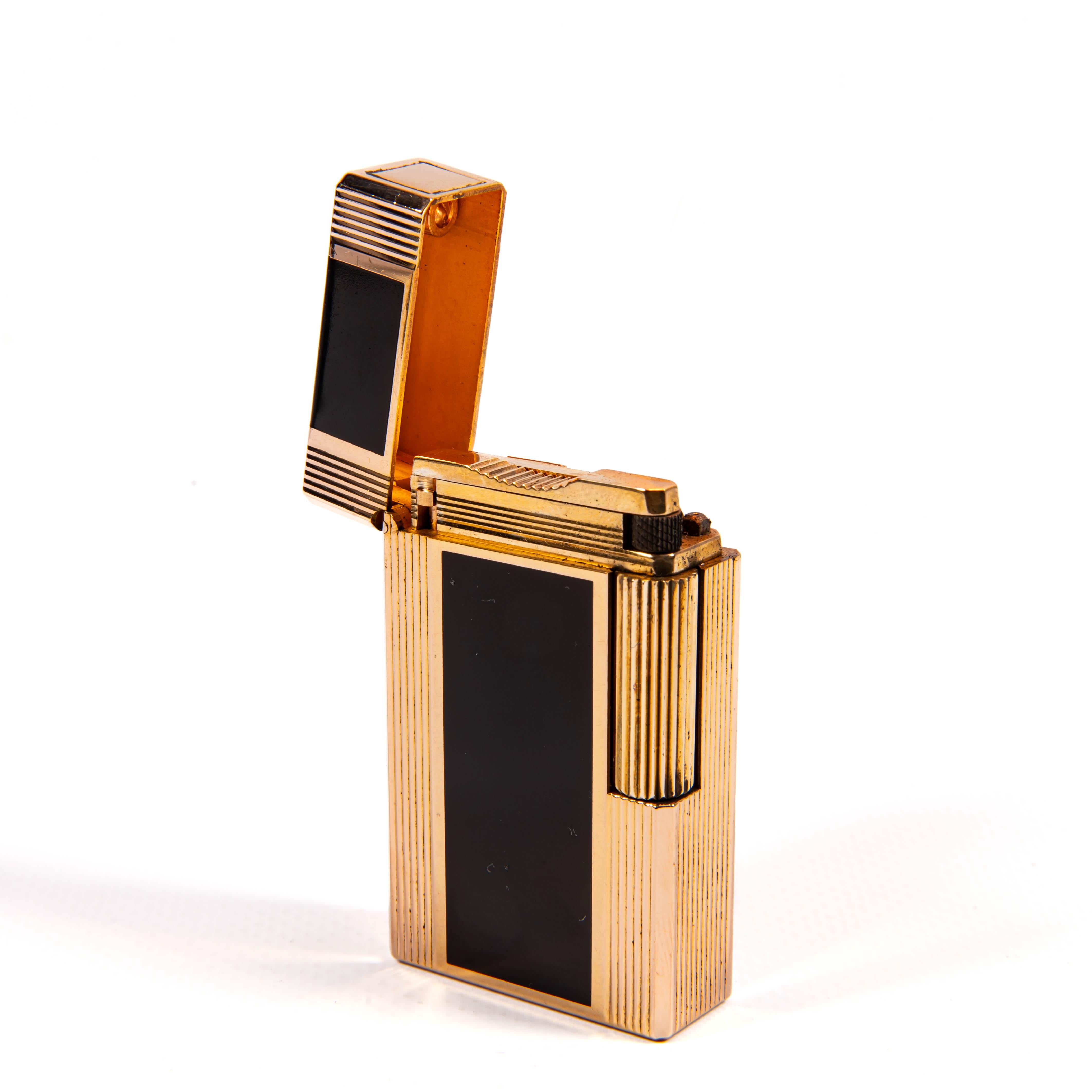 Vintage S.T. DUPONT Ligne 1 BR Regular Briquet Noir Laqué 1980 en vente 1