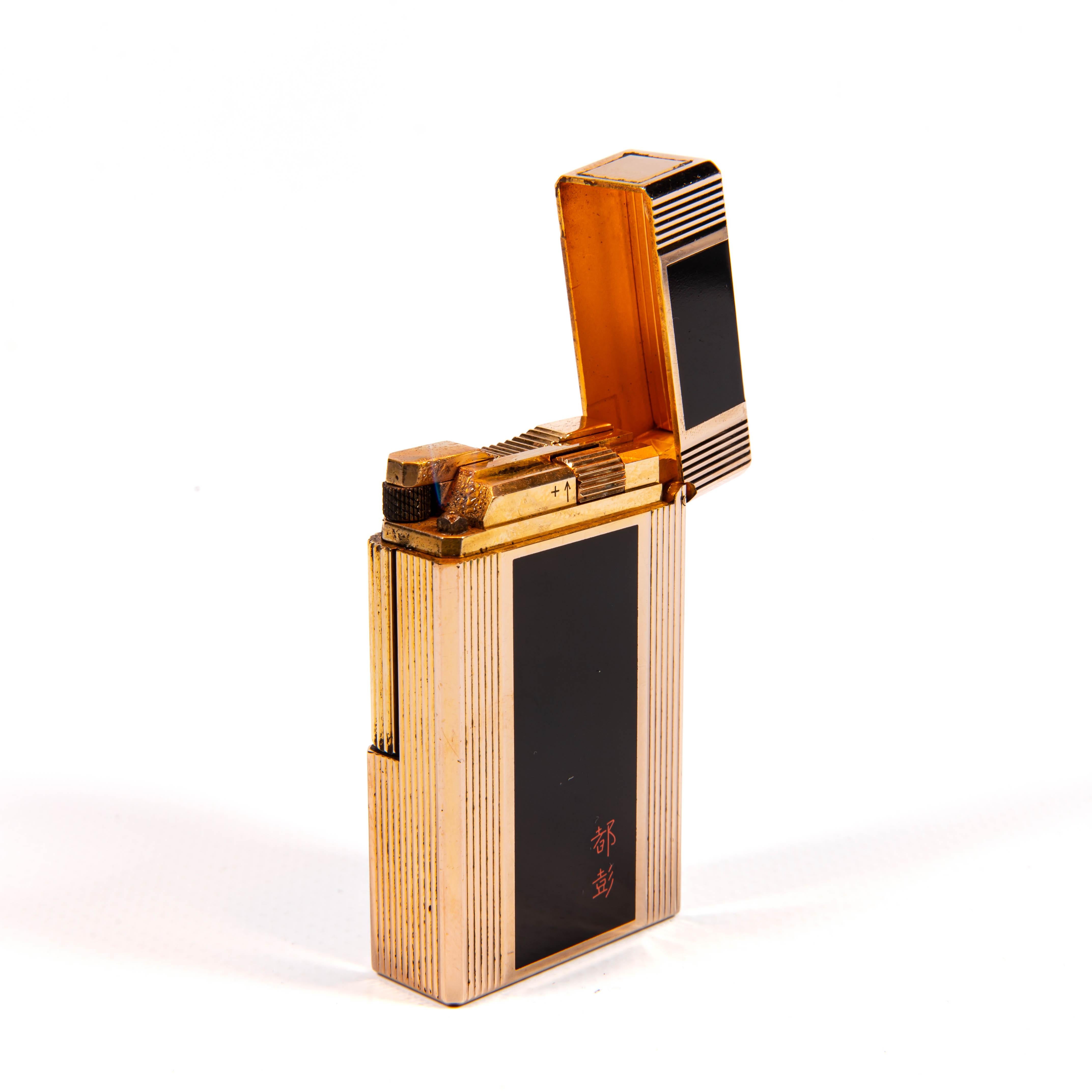 Vintage S.T. DUPONT Ligne 1 BR Regular Briquet Noir Laqué 1980 en vente 2
