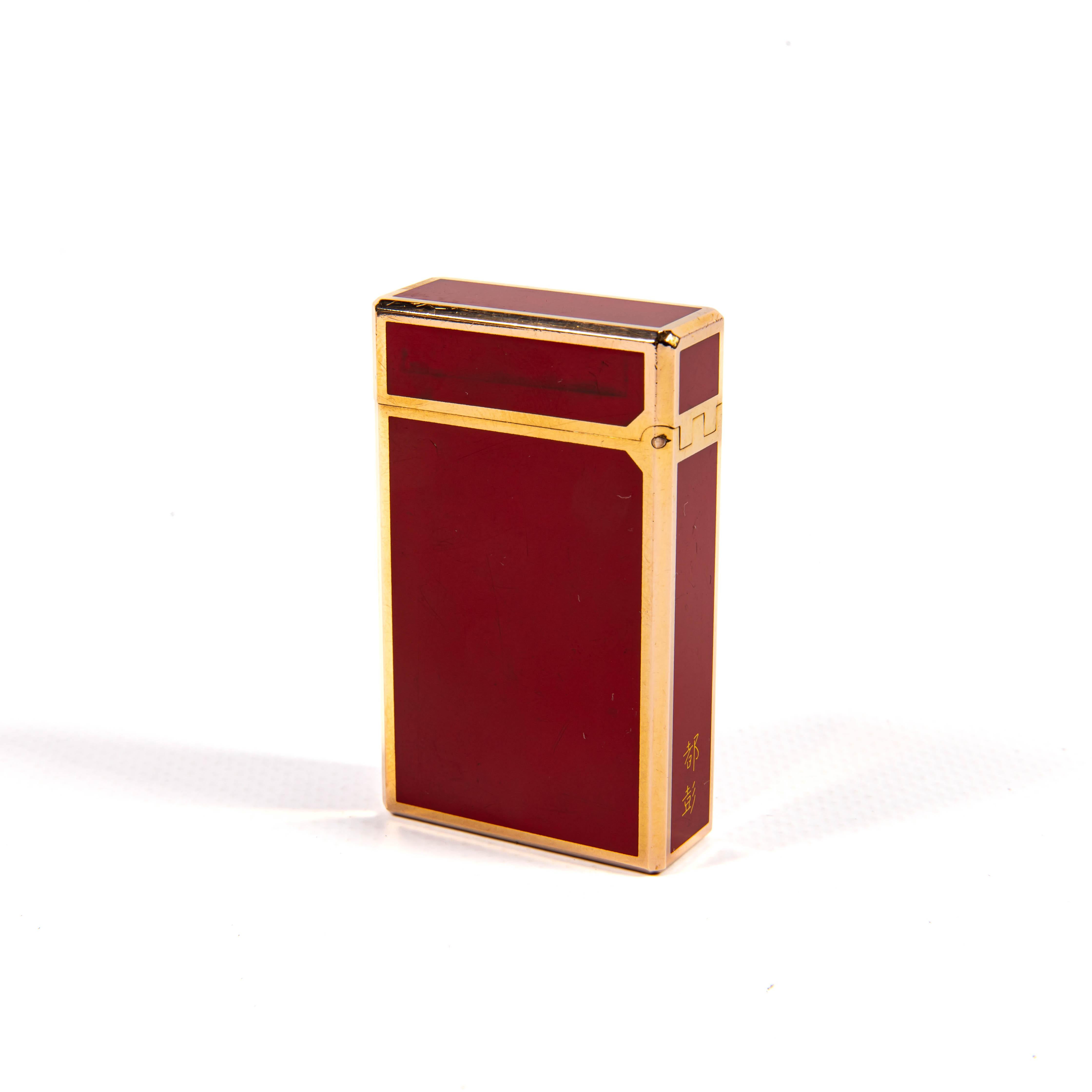 Women's or Men's Vintage S.T. DUPONT Ligne 1 BR Regular Lighter Red Lacquered 1980s For Sale