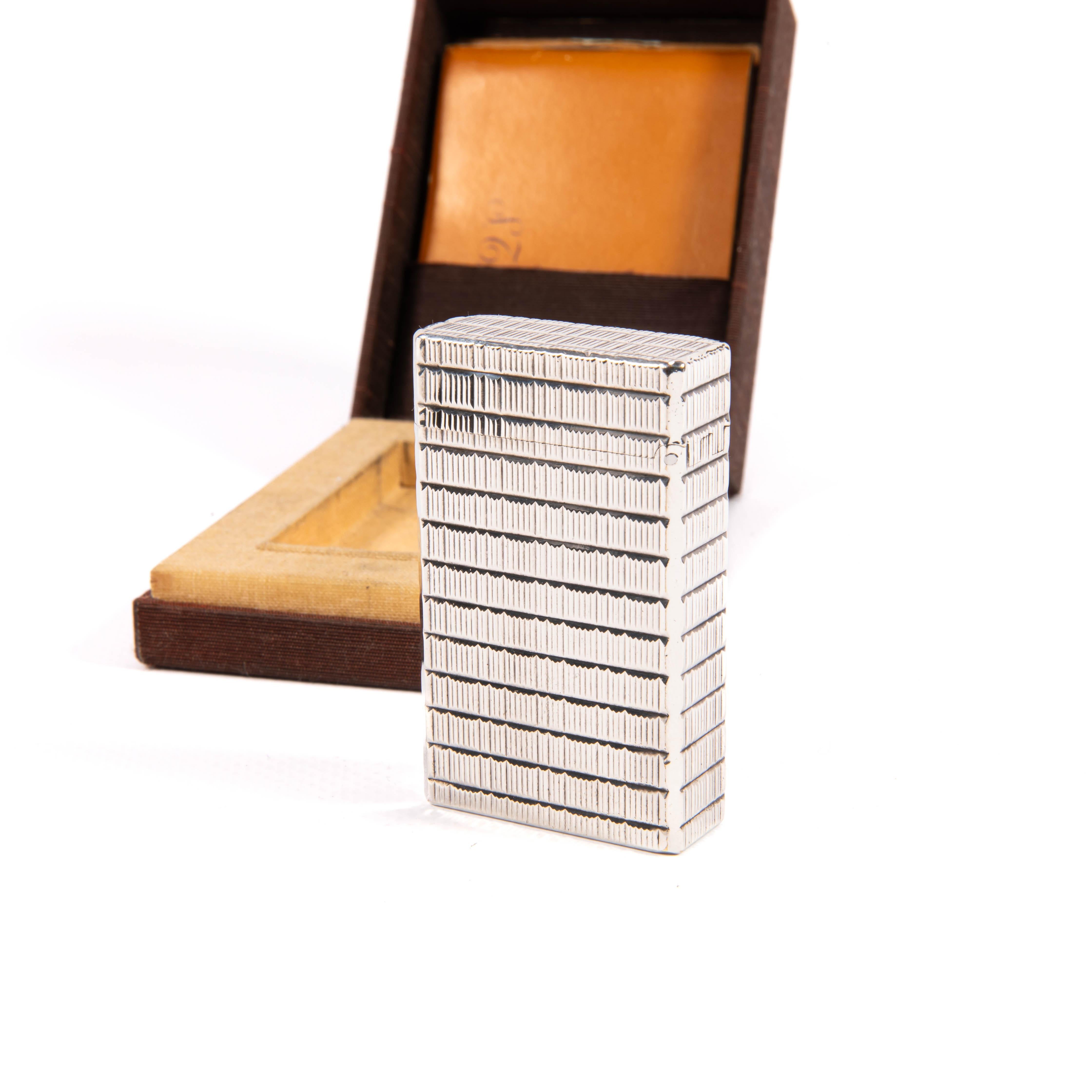 Vintage S.T. DUPONT Ligne 1 BR Regular Lighter Silver Plated in Box 1980s 1