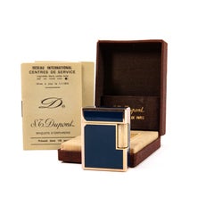 Vintage S.T. Dupont Ligne 1 BR Small Lighter Blue Lacquered in Box 1976