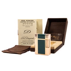 Vintage S.T. Dupont Ligne 1 BR Small Lighter Green Lacquered in Box 1970s