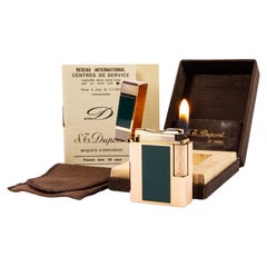Vintage S.T. Dupont Ligne 1 BR Small Lighter Green Lacquered in Box 1970s