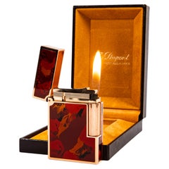 Vintage S.T. Dupont Ligne 2 Small Lighter Abstract Art Lacquered in Box 1990s