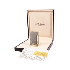 Vintage S.T. DUPONT Line D Lighter Silver Plated in Box 1986