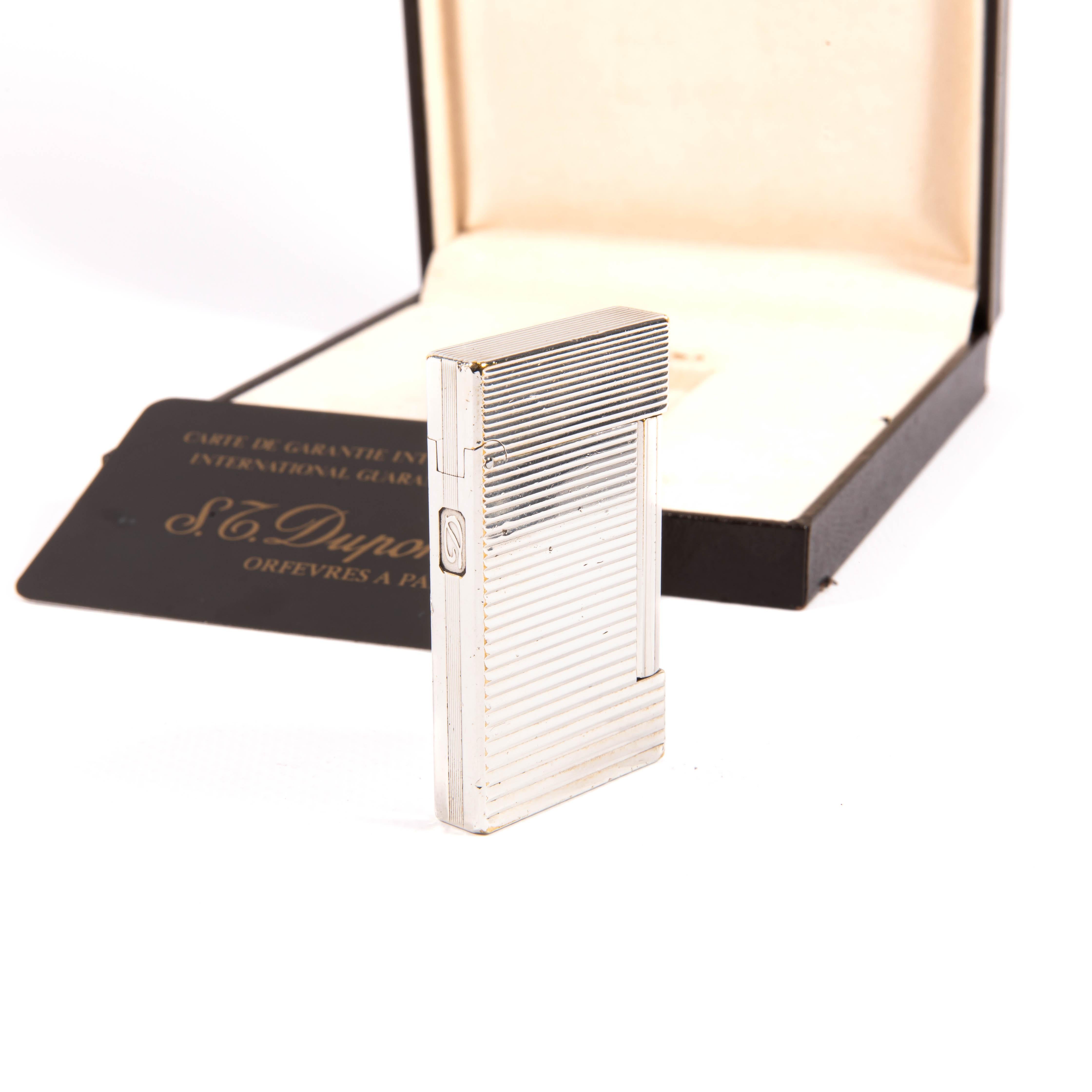 Vintage S&T. DUPONT Linea D Accendino placcato argento in scatola 1986 in vendita 2