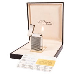 Vintage S.T. DUPONT Line D Lighter plaqué argent dans sa boîte 1986