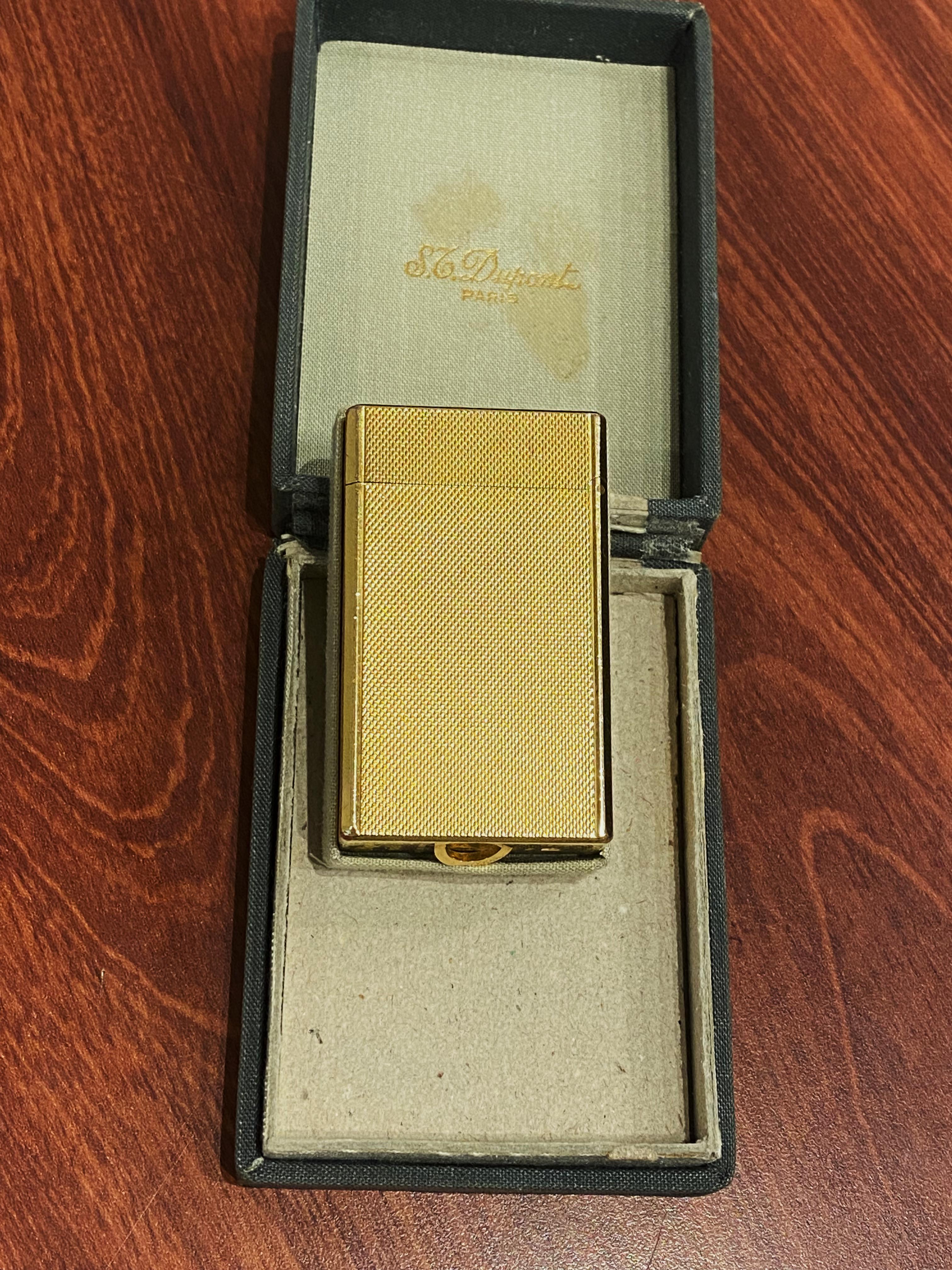 Vintage S.T. Dupont Paris Ligne 1 / Line 1 Lighter, Gold-Plated, Original Box. For Sale 1
