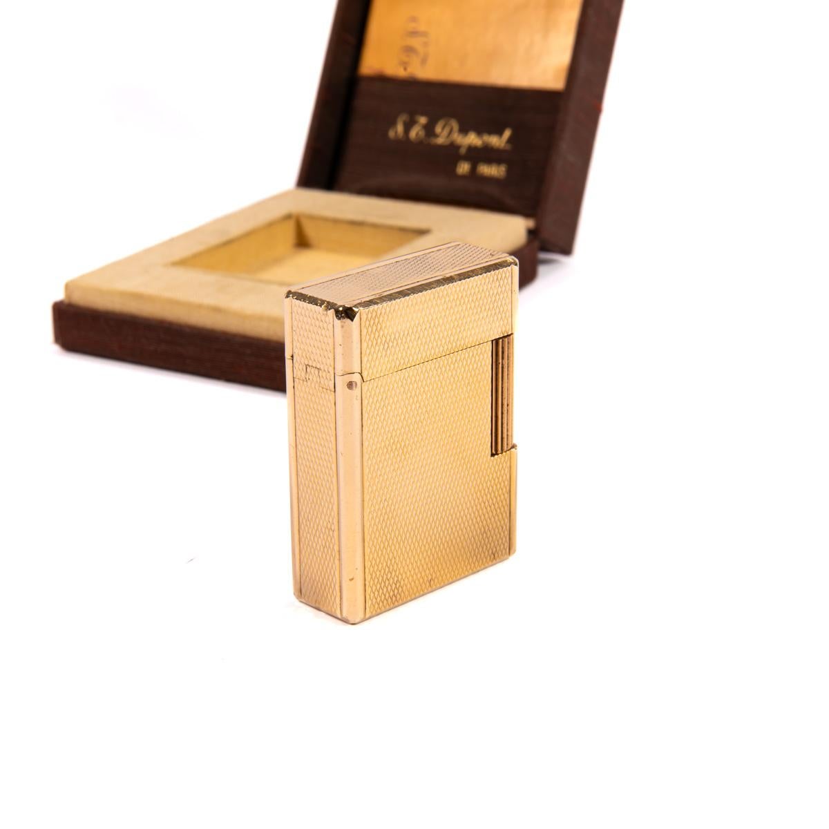 Vintage S.T. DUPONT Small Ligne 1 BR Lighter Gold Plated 1980s in Box For Sale 2
