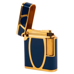Vintage S.T. Dupont Soubreny Lighter Blue Lacquered 1990s