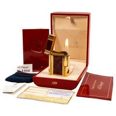 Vintage S.T. DUPONT Soubreny Lighter Red Coral Lacquered in Box 1990s