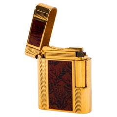 Vintage S.T. Encendedor Dupont Soubreny Mármol Rojo Lacado Años 90