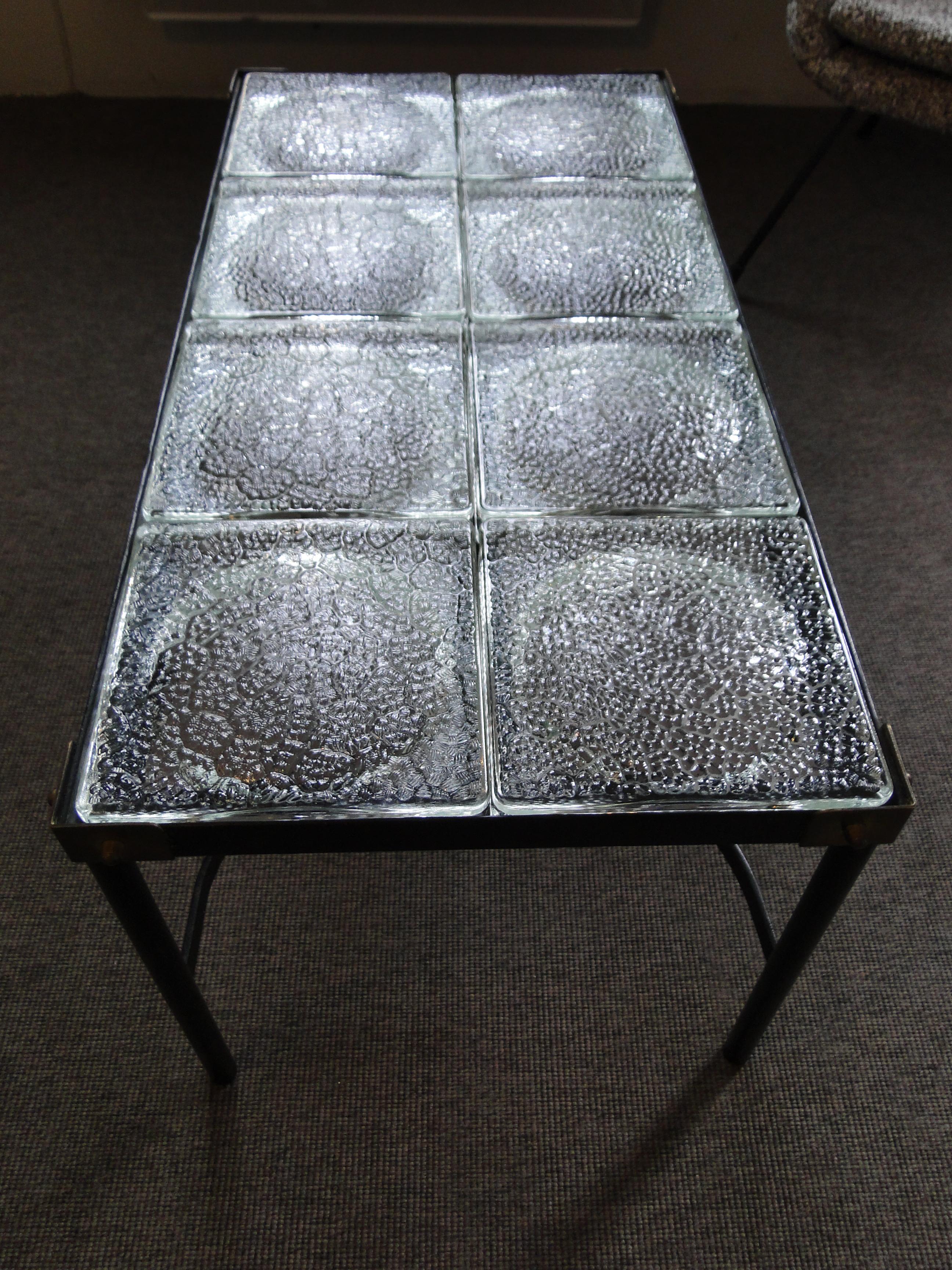 Mid-20th Century Vintage St Gobain Glass Coffee Table, Jacques Adnet  France, circa 1950