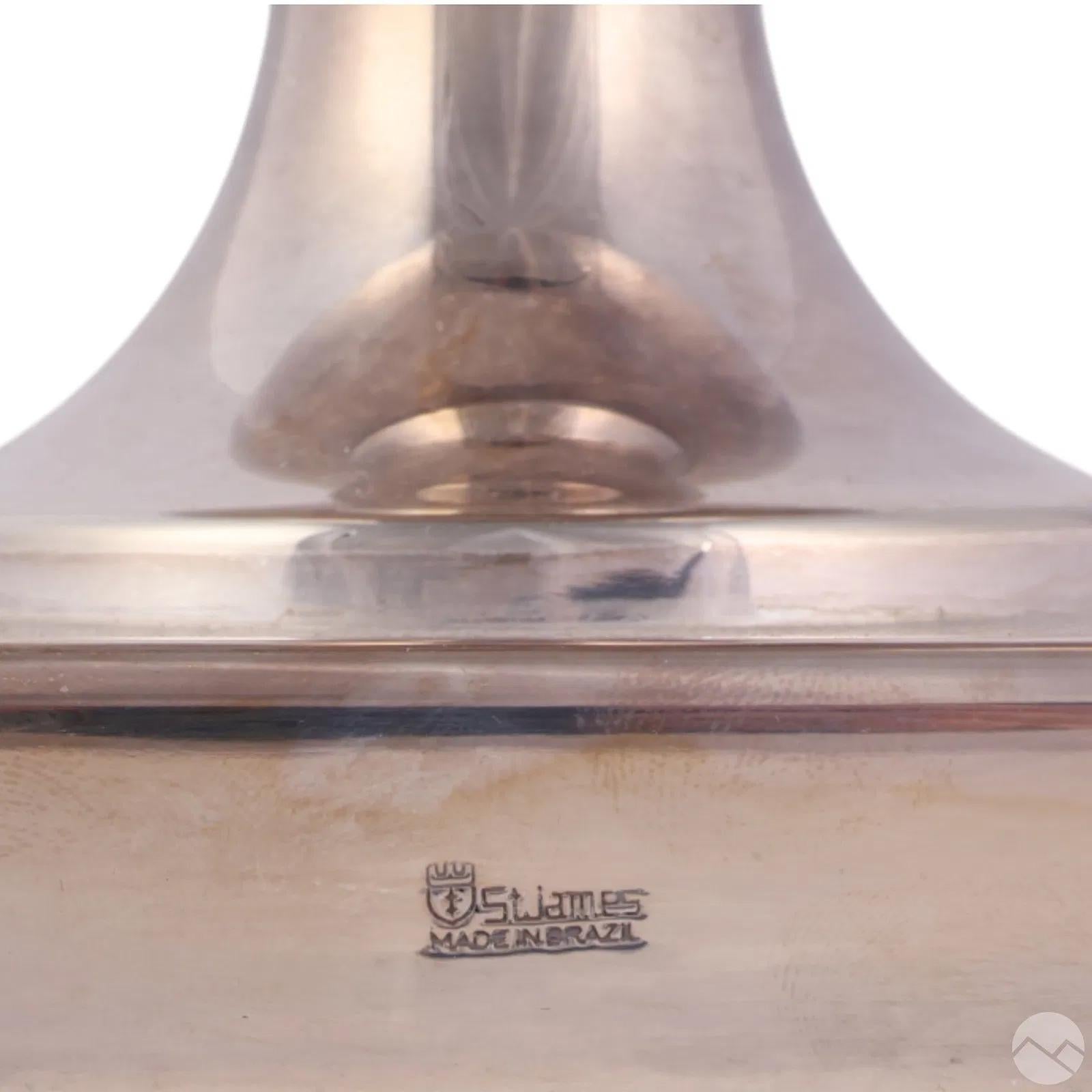 Brazilian Vintage St. James Silver Plate Caviar Server of Ovoid Form on Pedestal Base For Sale
