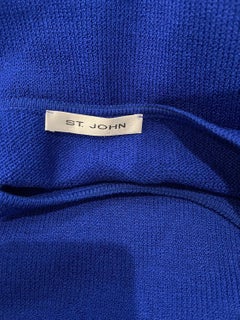 Vintage St. John 1990s Royal Blue Santana Knit Sleeveless Gold Loops Shell Top