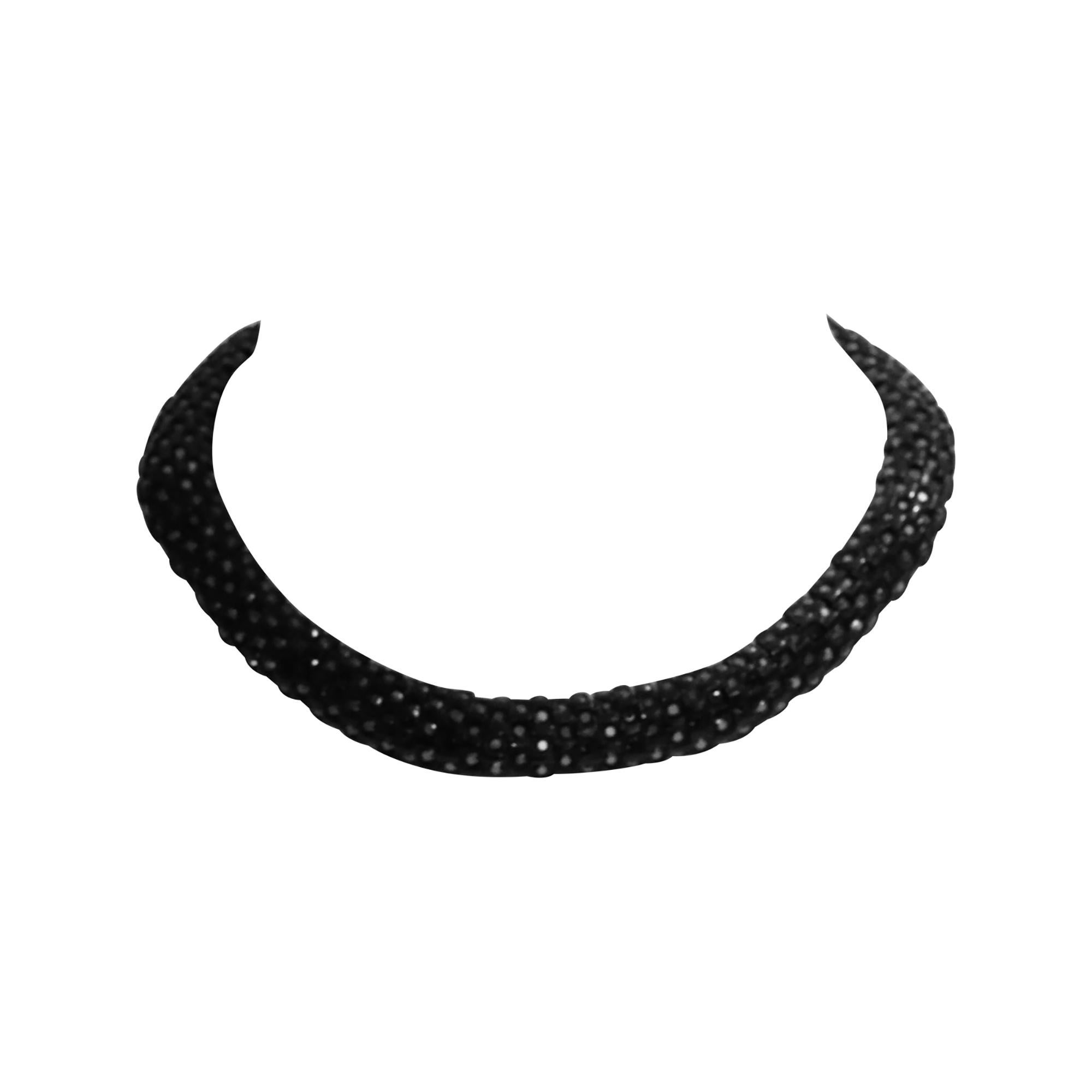 Collar de cristal vintage St. John Black, alrededor de 1990 en venta 2