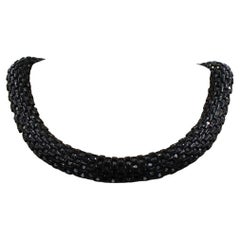 Used St John Black Crystal Collar Necklace, circa 1990s