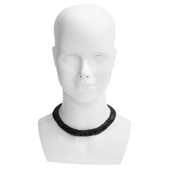 Vintage St John Black Crystal Collar Necklace, circa 1990s