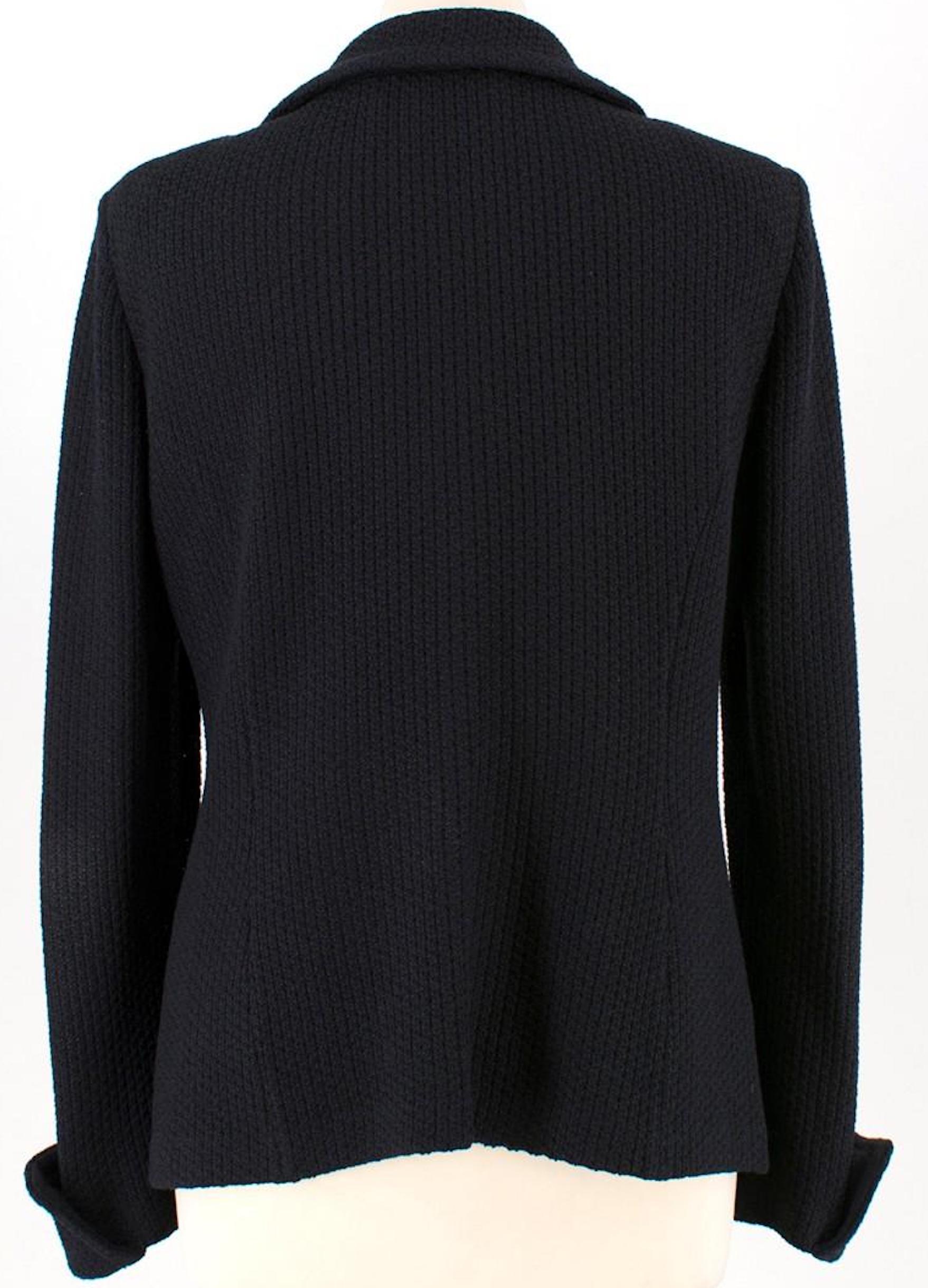 Vintage St John Caviar Black Knit Wool Blazer and Skirt Suit For Sale 10