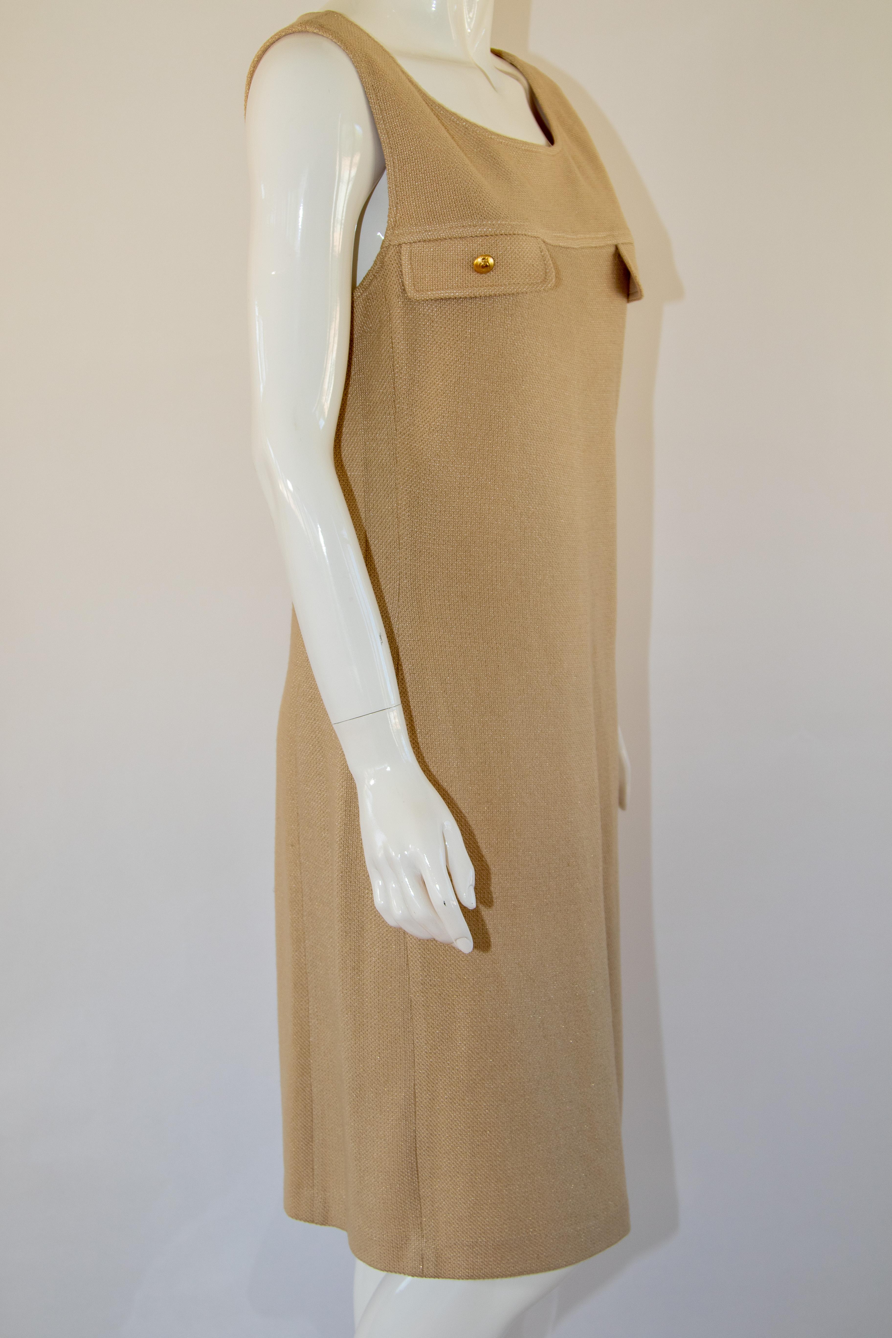 Vintage St John Collection By Marie Gray Beige Knit Wool Mini Dress For Sale 5