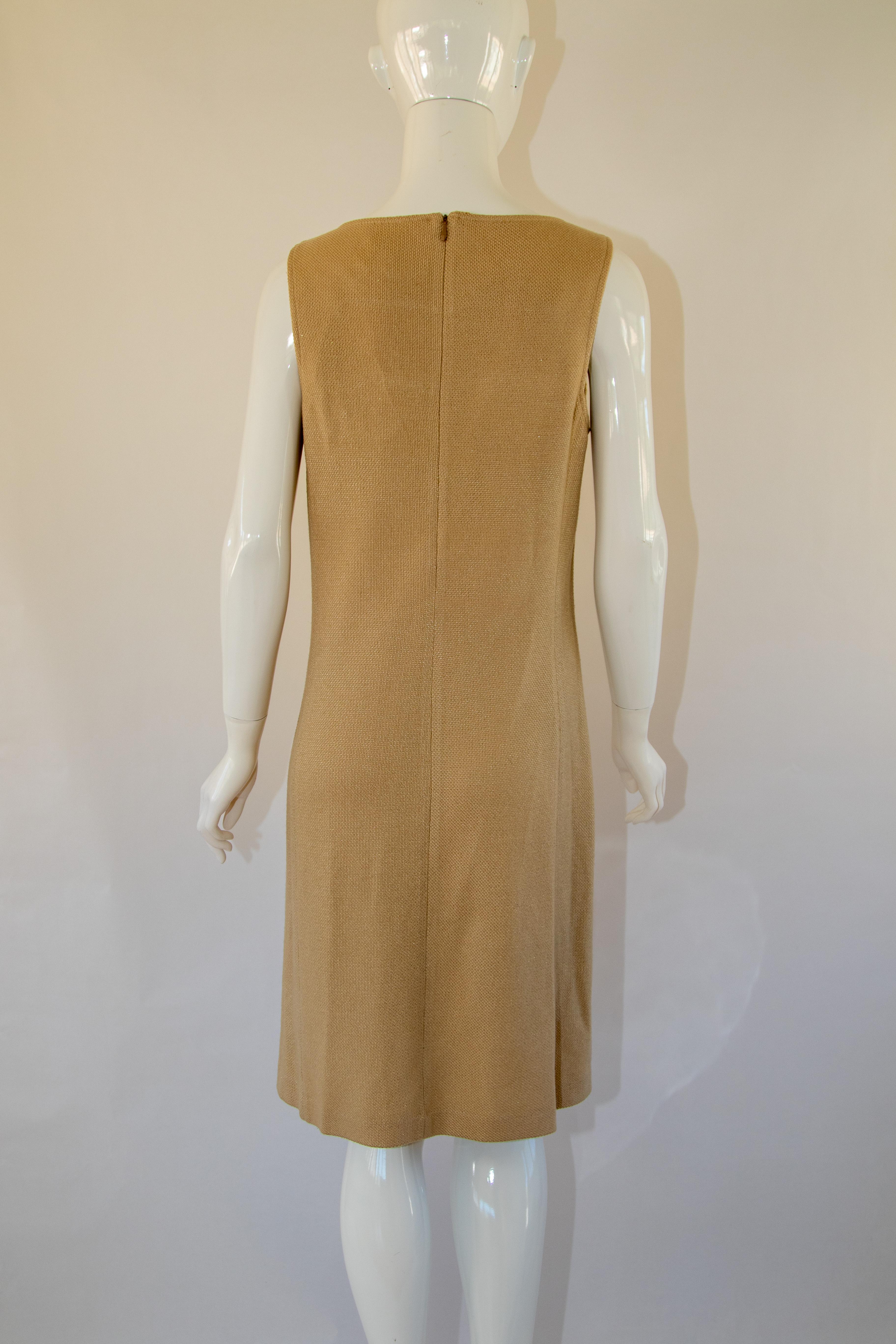Vintage St John Collection By Marie Gray Beige Knit Wool Mini Dress For Sale 6