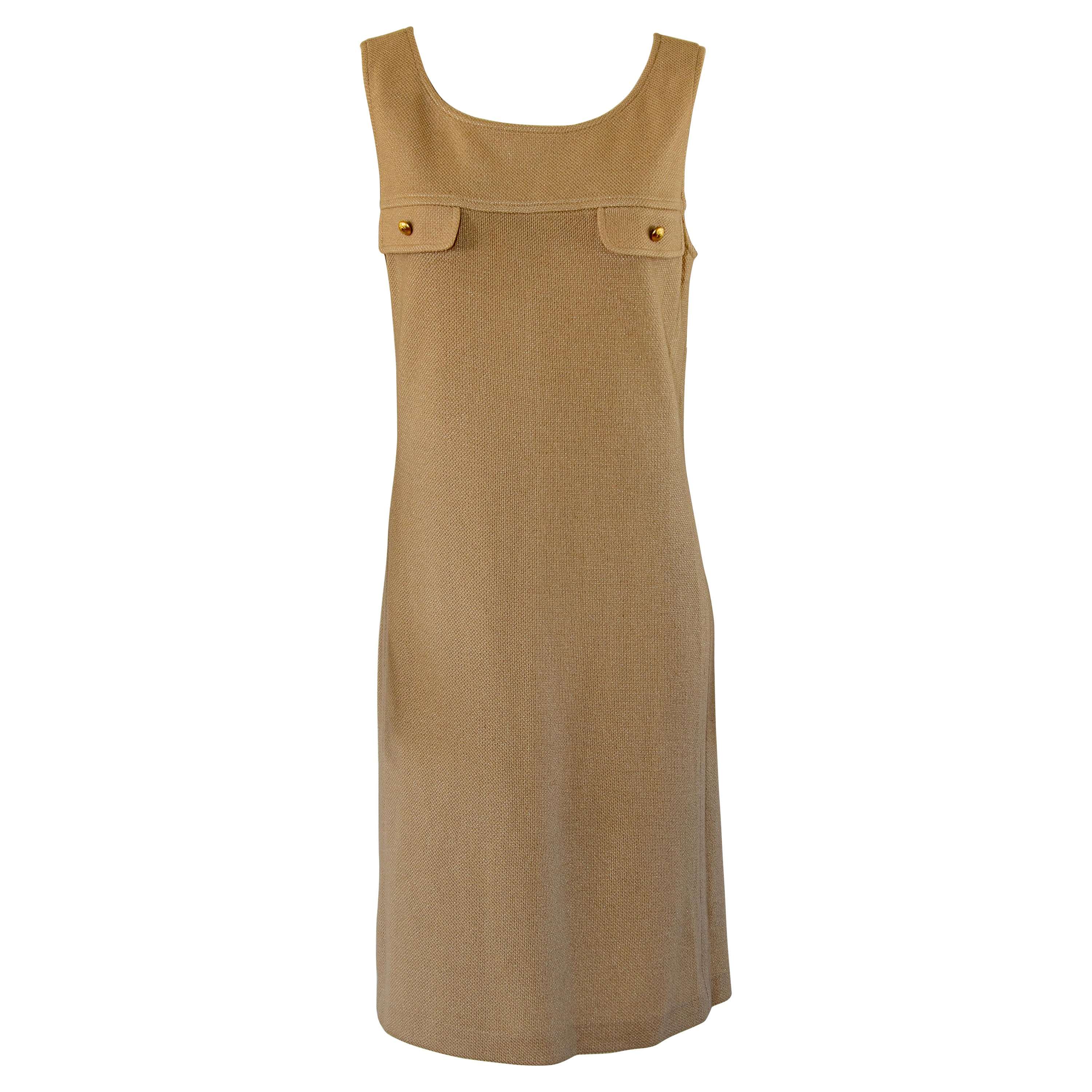 St John Collection par Marie Gray - Robe courte en laine beige en maille en vente