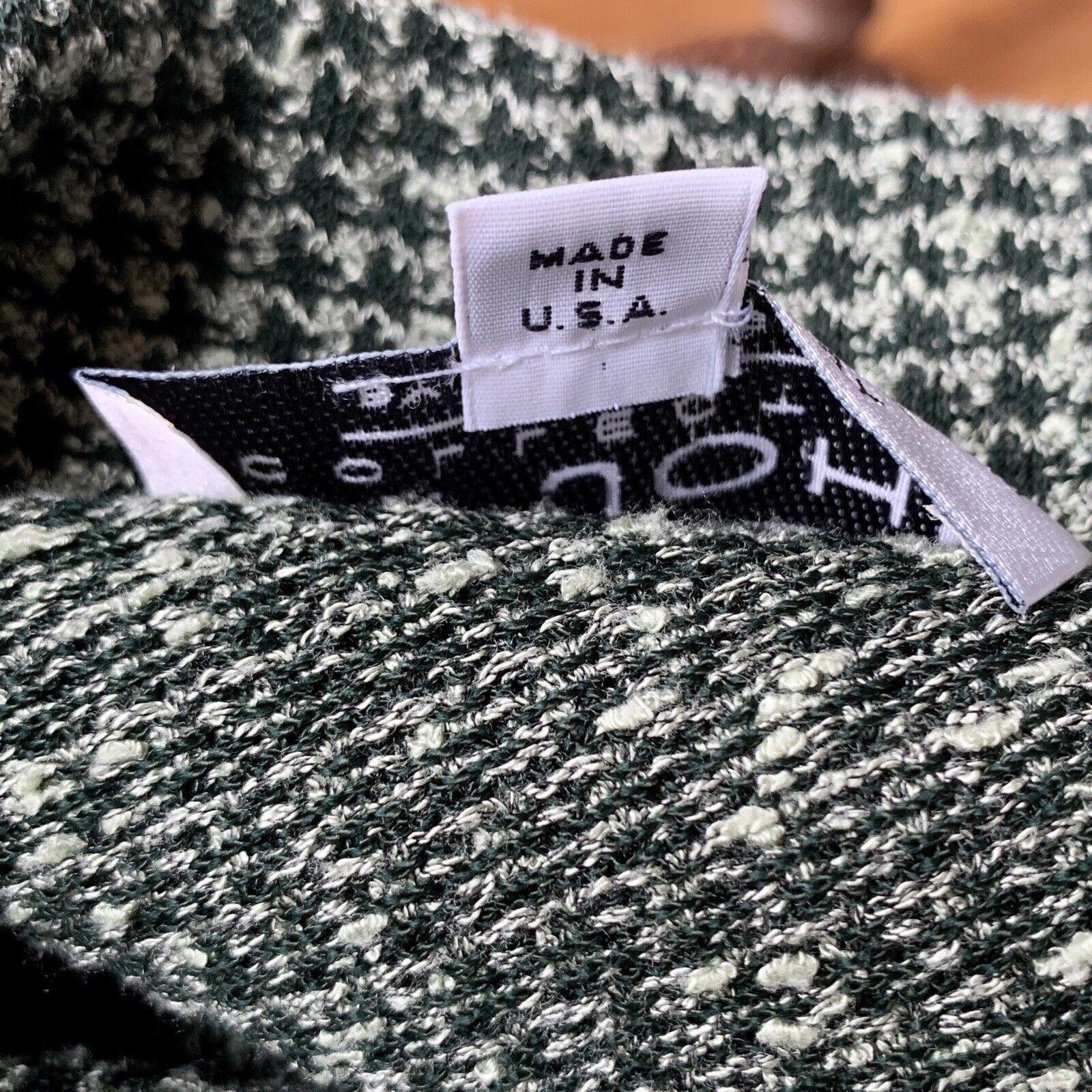 Vintage ST. JOHN COLLECTION Knit TWEED Jacket VEGAN LEATHER Green 8 9