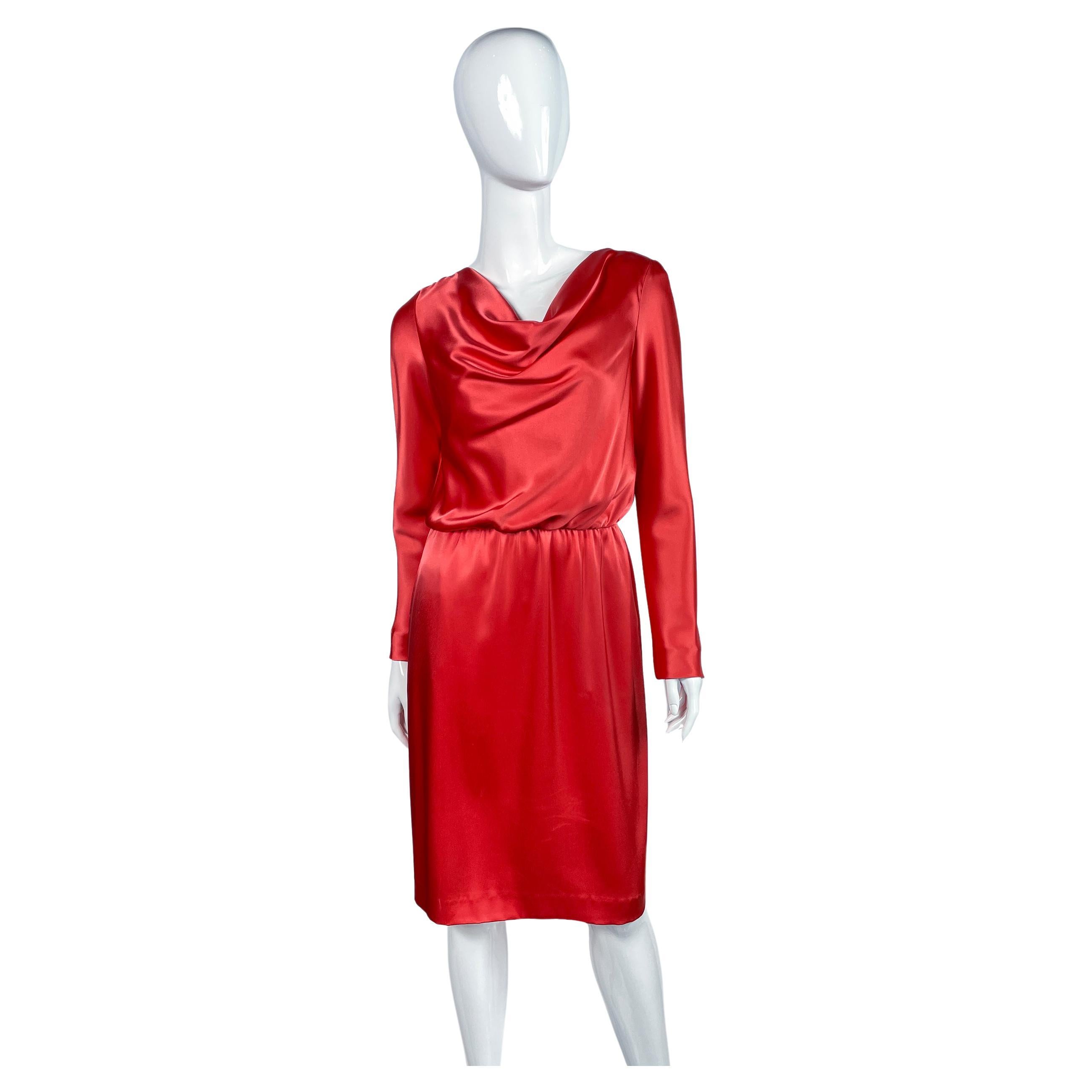 Vintage St. John Couture Cowl Neck Dress, 1990s For Sale