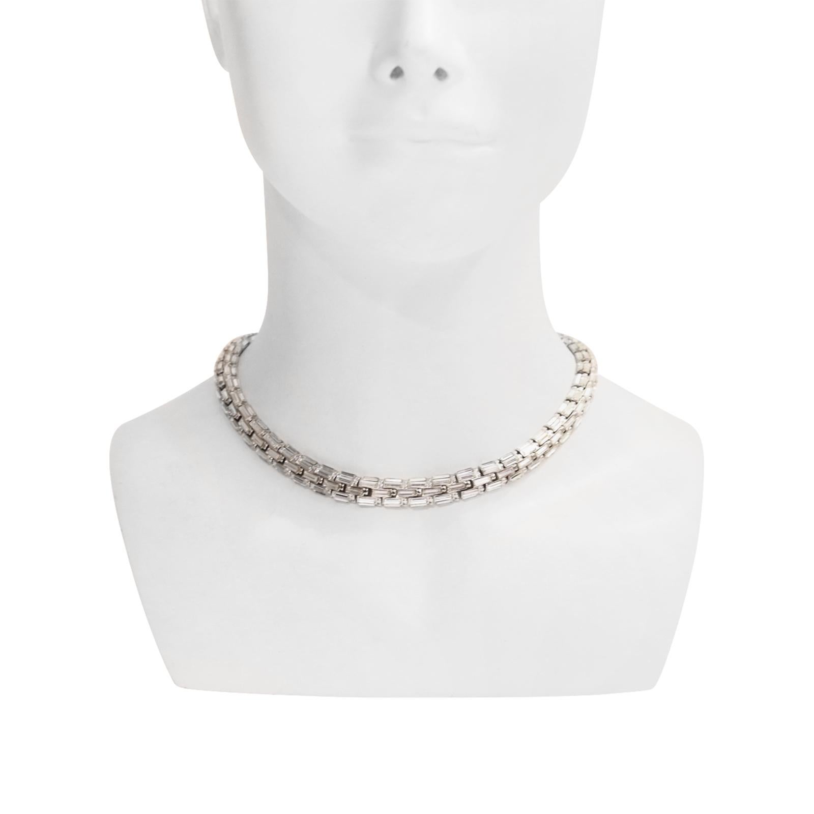 Baguette Cut Vintage St John Crystal Collar Necklace, circa 1990s For Sale