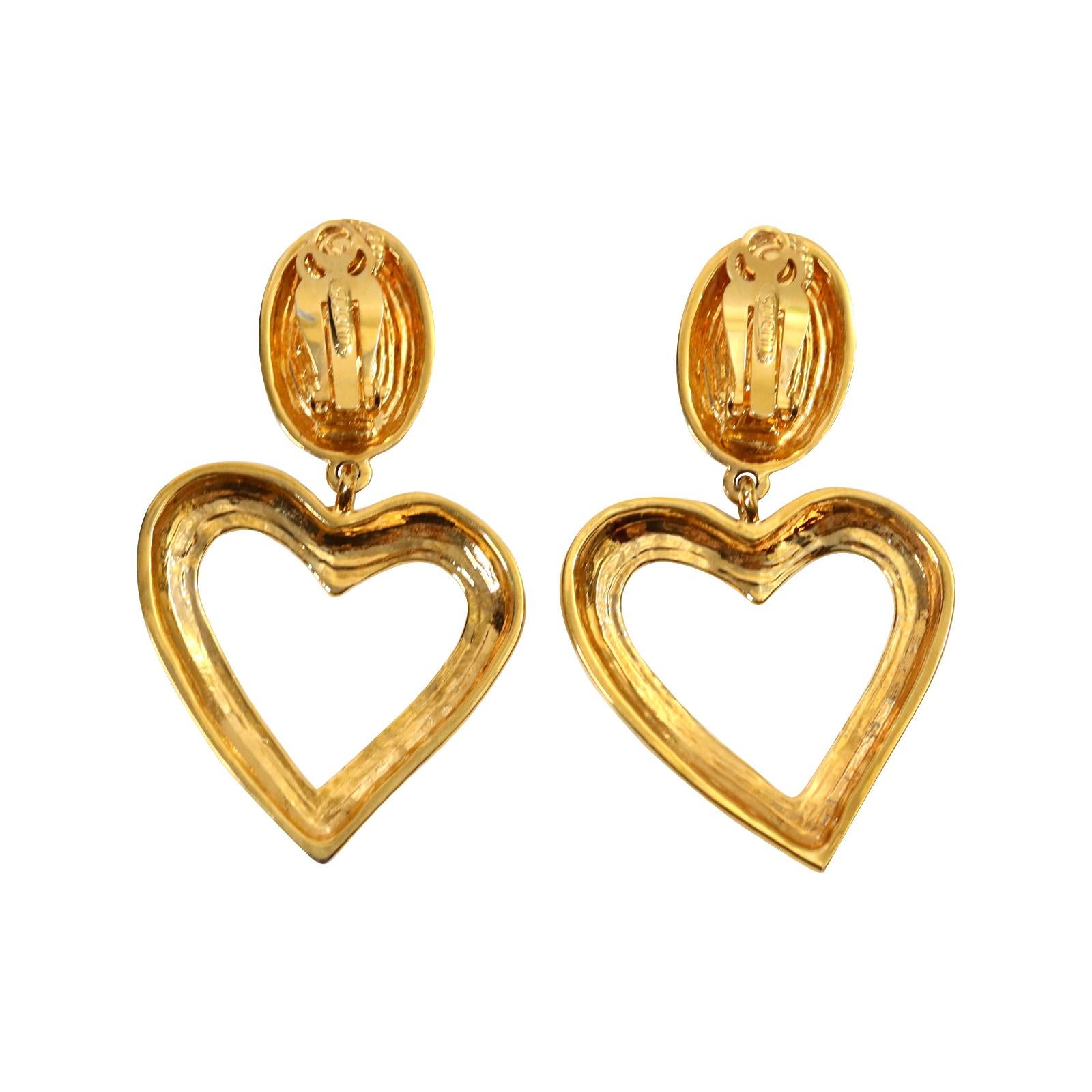 22k solid gold stud-vintage heart shape gold stud with dangling gold chain