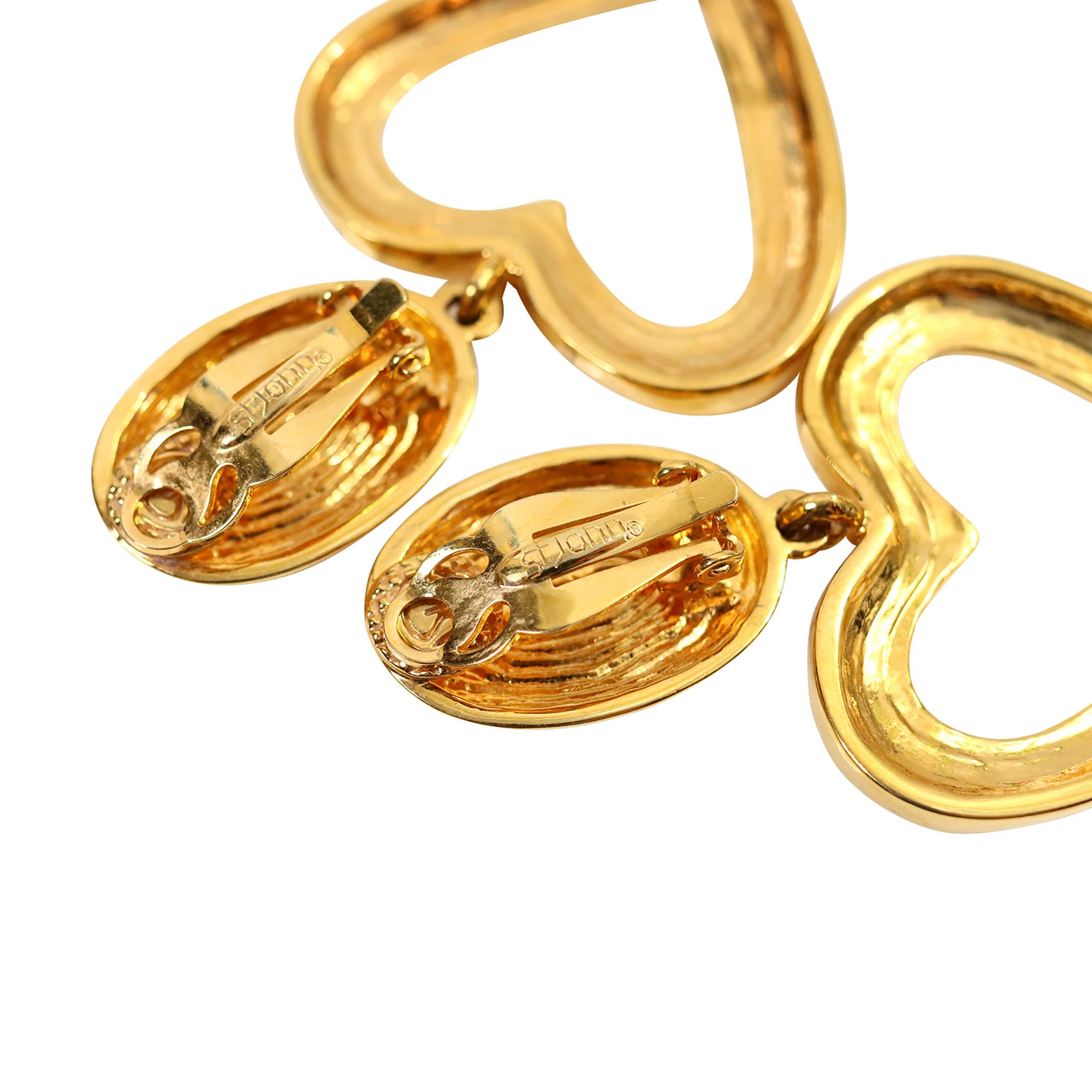 Vintage St. John Gold baumelndes Herz  Ohrringe, ca. 1990er-Jahre im Angebot 2
